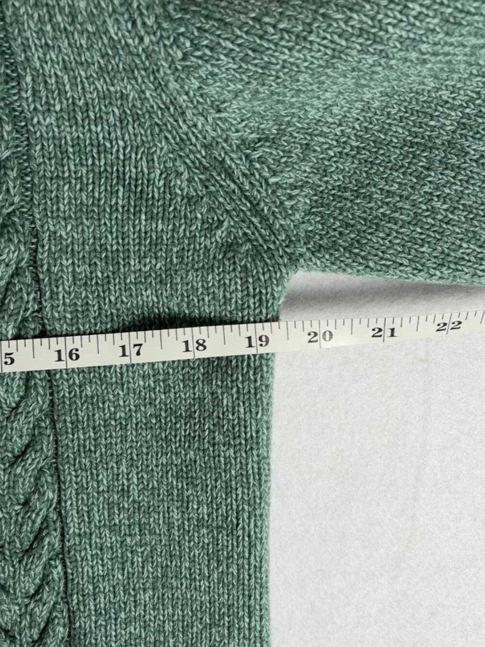 VTG Cabela's Cable Knit Full-Zip Cardigan Women's L Teal Cozy Grandpa Cabincore - Picture 5 of 7